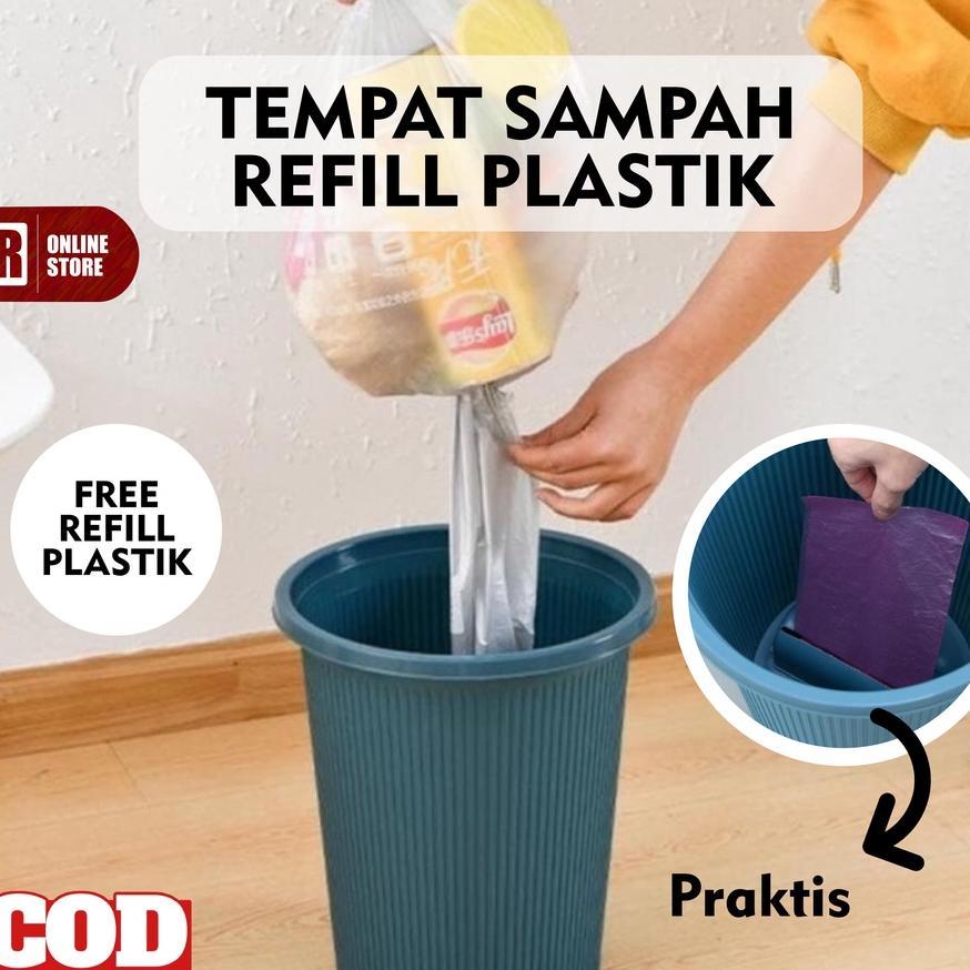 Tong Sampah Portable Dengan Tempat Kantong Plastik Sampah Refill Isi Ulang Roll Gulungan Otomatis
