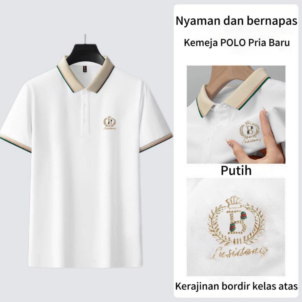 Discount Kemeja Polo Pria Nyaman dan Bernapas POLO Baru Putih