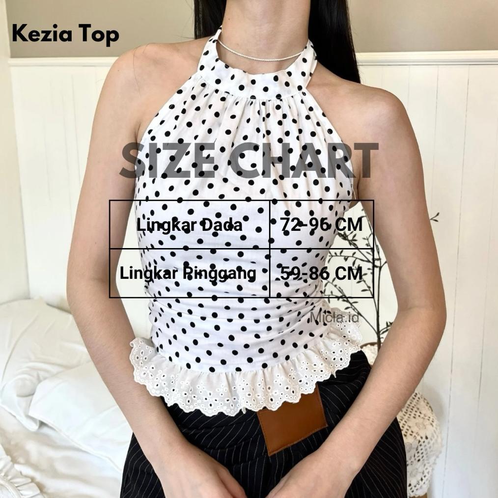 HOT MICLA - Kezia Top | Atasan Wanita Polkadot Halter Top | Tanktop Wanita Kekinian Polkadot Halter 