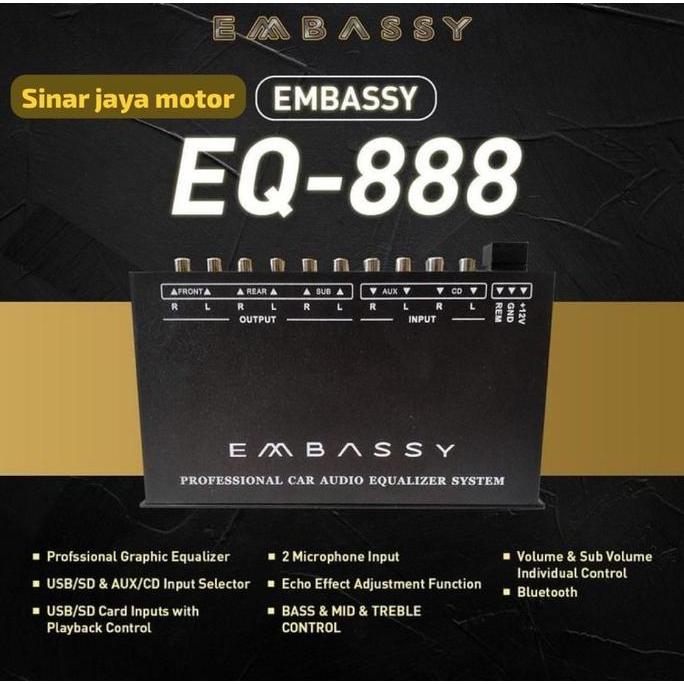 PARAMETRIC EQUALIZER PREAMP KARAOKE EMBASSY EQ-888 BLUETOOTH BAGUS