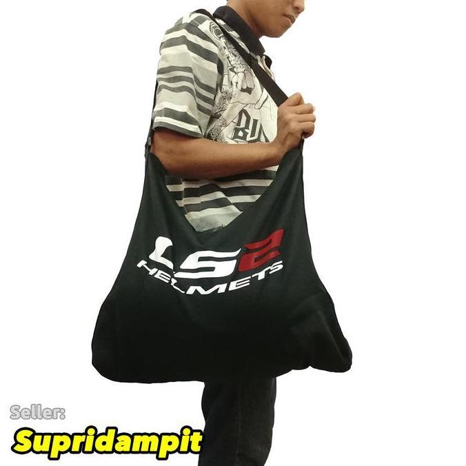 NEW TAS HELM SLEMPANG BAHAN TEBAL HALUS BESAR ADA TULISAN LS2 HELMET ORI