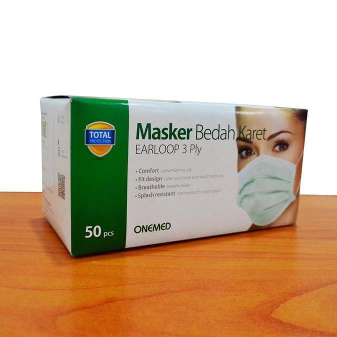 Masker Medis Onemed / Masker Bedah Karet, Hijab / Surgical Mask 3Ply Earloop Onemed Masker Dewasa Is