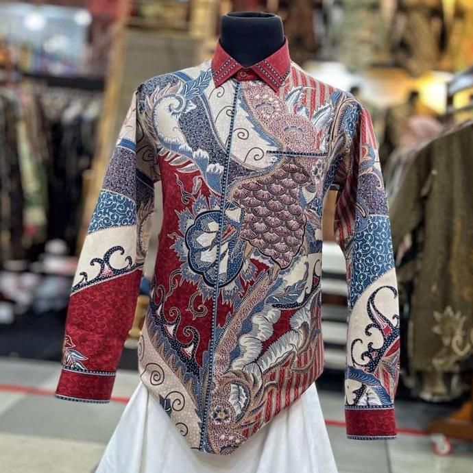 Batik, Kemeja Batik Pria Premium Smock Sutra, Batik Pejabat Mewah