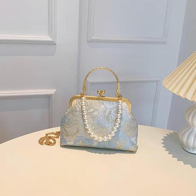 Sale Bine 917 Tas Pesta Tas Tangan Tas Handbag Mutiara Selempang Import Gold/Putih/Hijau/Biru Wanita