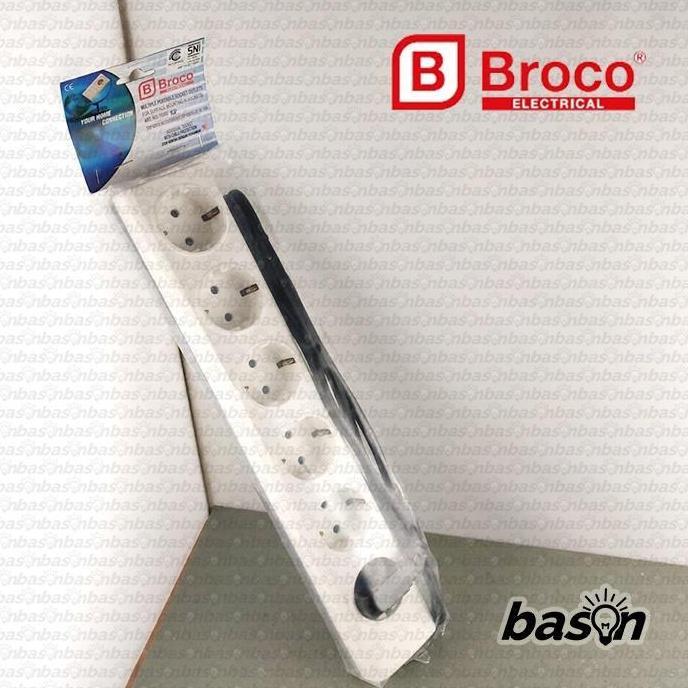 Bijuli- Broco 15360 Kp - Stop Kontak 6 Lubang 16A+ Kabel 1.5 Meter + Arde + Cp - 15360Kp