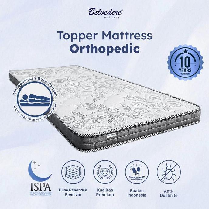 Sleepyou- Belvedere Matras Topper Rebonded / Plustop / Lapisan Kasur - Busa Anti Kempes Tebal 8Cm+Or