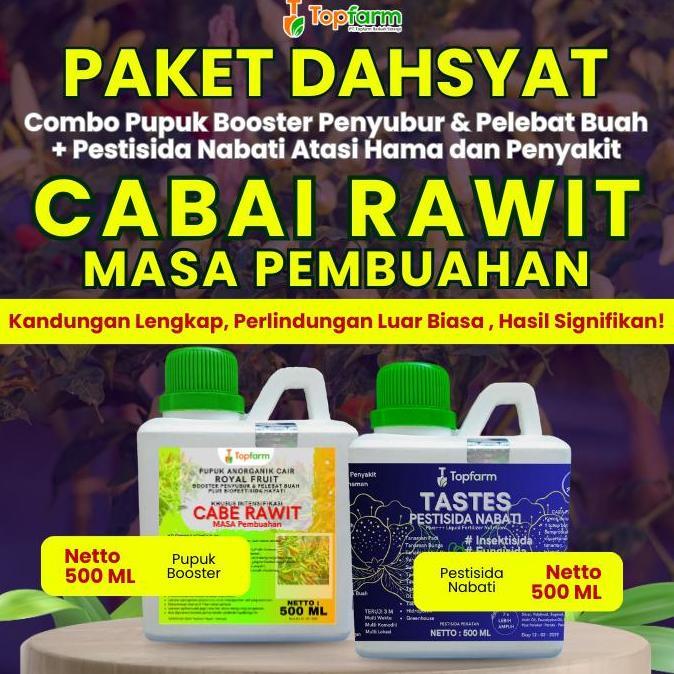 Pupuk Cabai Rawit Topfarm - Pupuk Pelebat Buah Cabe Rawit / Obat Hama Patek / Booster Pembesar Buah 