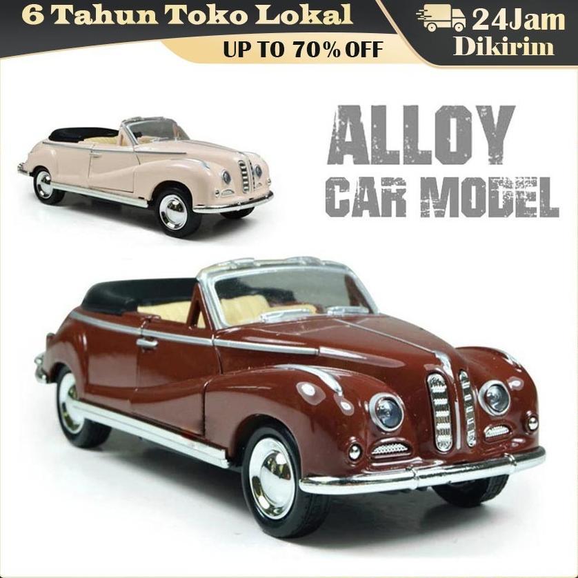 Diecast Mobil Klasik Vintage Convertible Miniatur Skala 1:32 / Miniatur Mobil Klasik Mobilan Pajanga