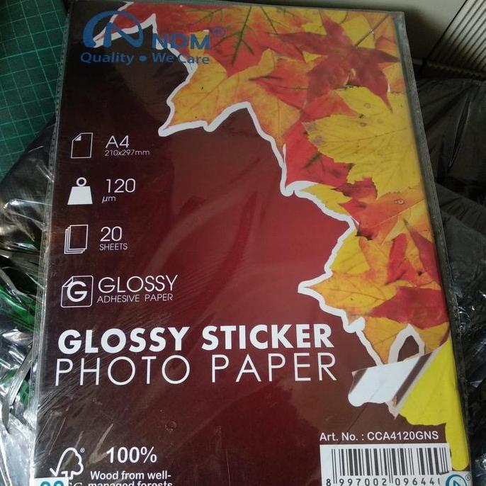 kertas glossy sticker photo paper NDM A4 1 pack