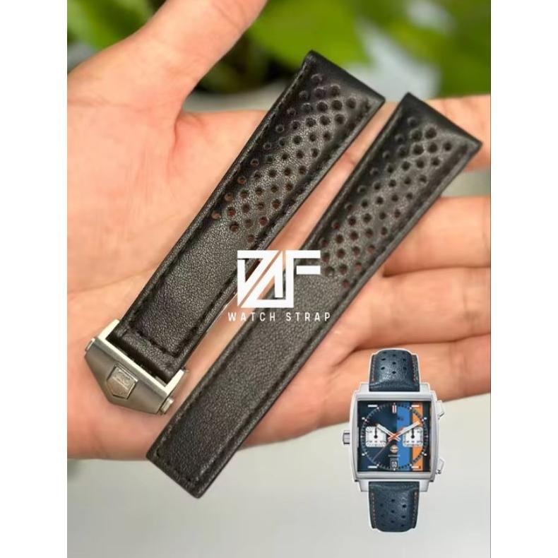 FF COLLECTION 22MM 22 MM STRAP TALI JAM TANGAN TAG HEUER  MONACO MEN KULIT ASLI LEATHER