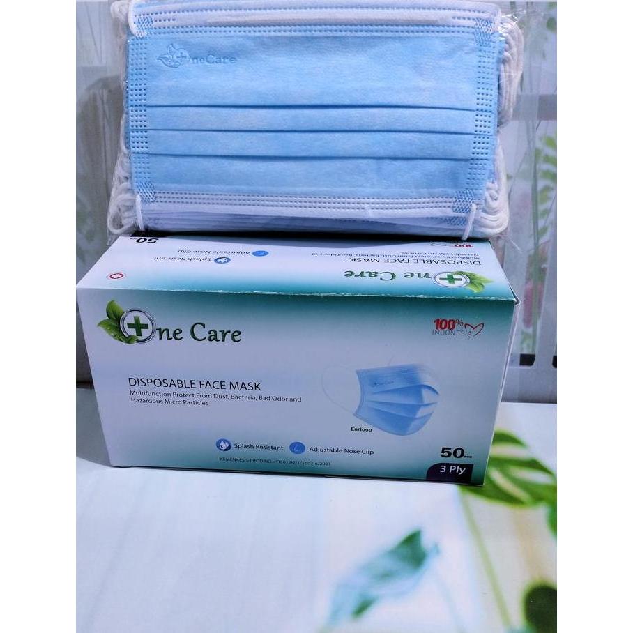 One Care Masker Earloop 3 Ply Embos Biru Isi 50 Pcs Kemenkes Ri Hijau Disposable Face Mask Multifung