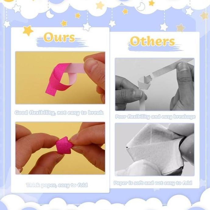 360pc Kertas Bintang Glitter Kertas Origami Bintang Origami Star Paper