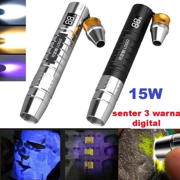 Flashlight TURBO / SENTER TURBO BERGARANSI nitecore gem8 UV / senter 3 warna putih kuning ungu / sen