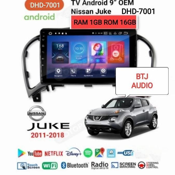 HEAD UNIT TAPE TV MOBIL ANDROID MERK ORCA SKELETON DHD UNTUK NISSAN JUKE 2011-2018 LAYAR 9 INCH