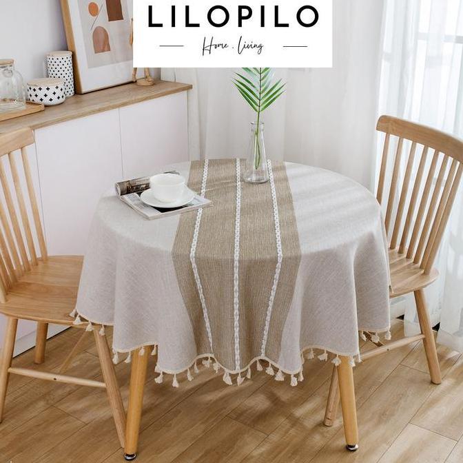 Lilopilo Taplak Alas Meja Makan Bundar Meja Makan Bulat Bahan Kain / Round Tablecloth Katun