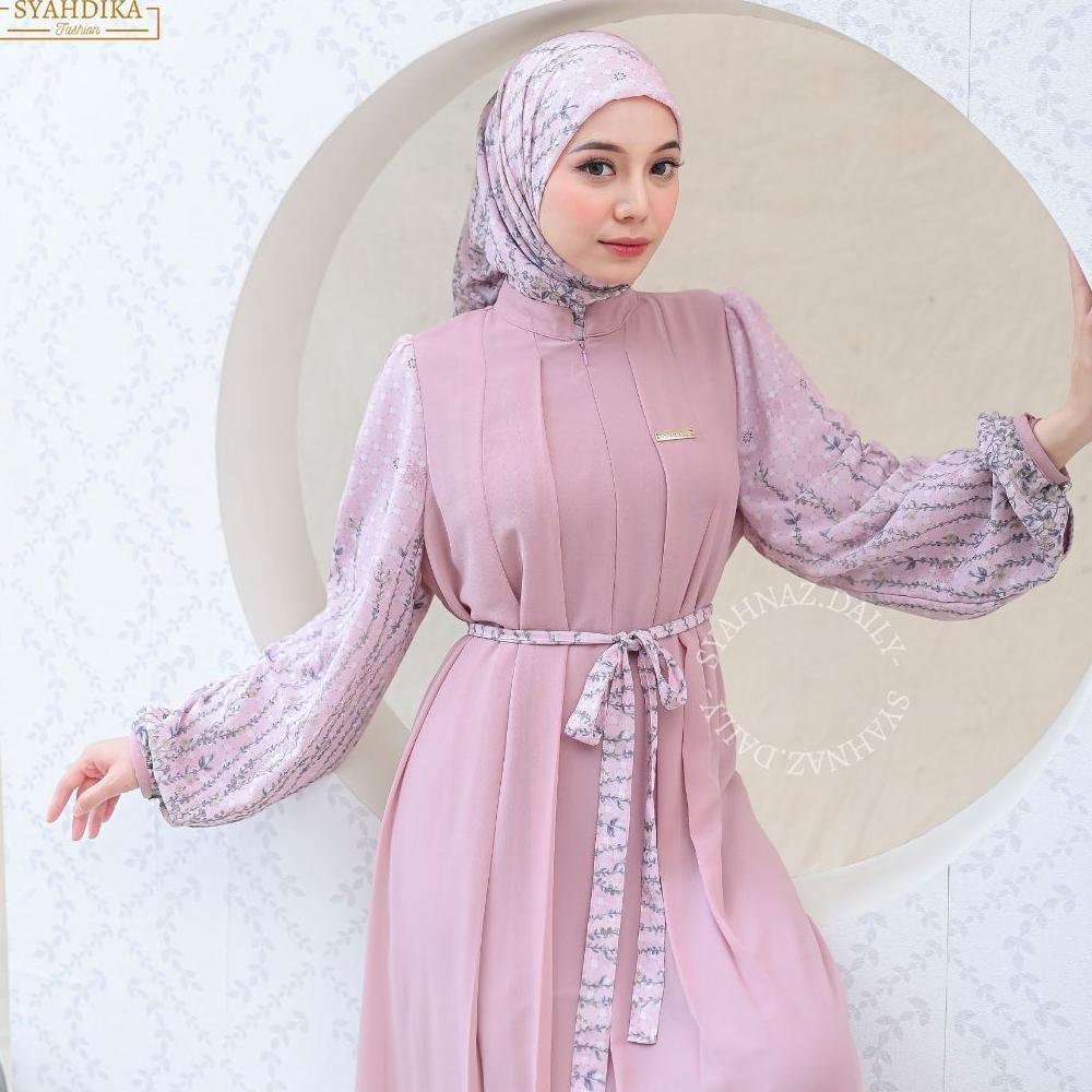 Premium (Free Hijab) Zaskia Putih Dress Gamis Set Jilbab Wanita Kekinian Ceruty Baby Doll Premium