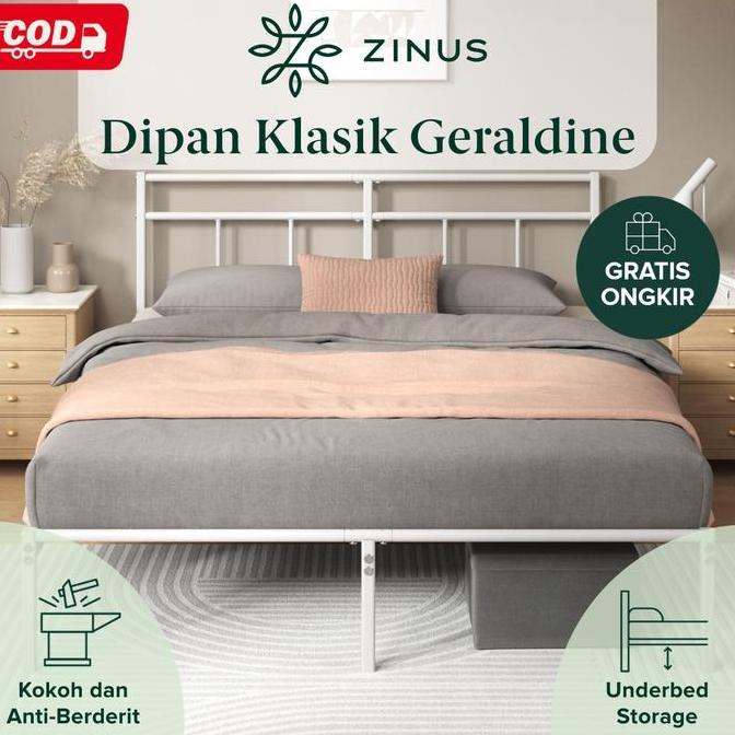 C_BAGASJAYA77 - ZINUS TEMPAT TIDUR RANJANG BESI GERALDINE / WARNA PUTIH / DENGAN SANDARAN / EASY ASS