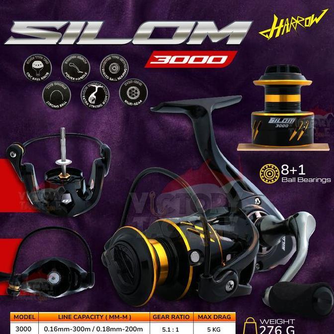 BEBAS ONGKIR - REEL PANCING HARROW SILOM POWER HANDLE METAL BODY 3000 4000 5000 6000 Ikan Jig Lure M