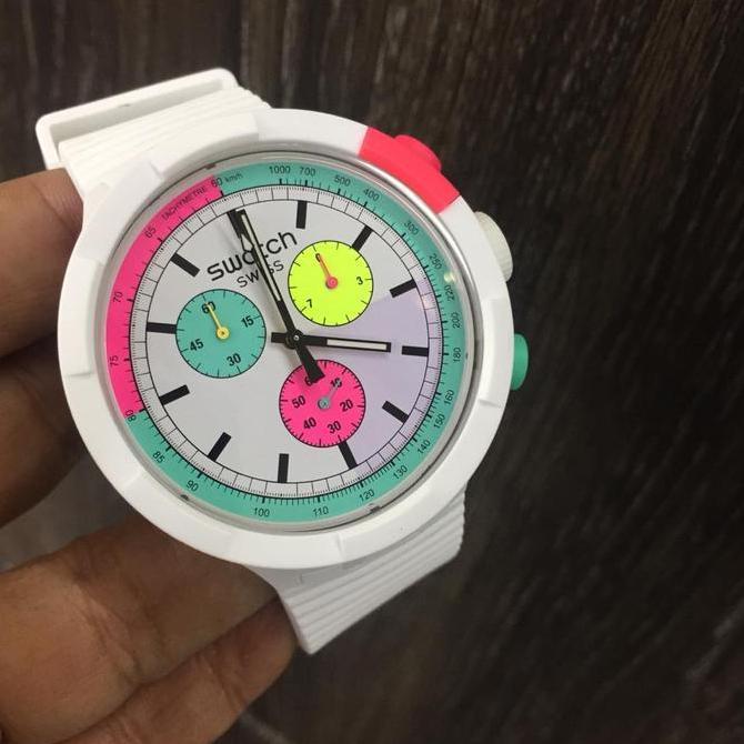 Ready  Jam Tangan SWATCH Original Big Bold SB06W100 SWATCH THE PURITY OF NEON