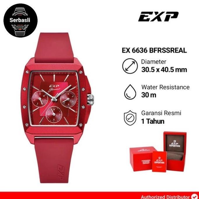 Jam Tangan Wanita Expedition Exp Chronograph EX 6636 BFRSSREAL Red Dial Red Rubber Strap