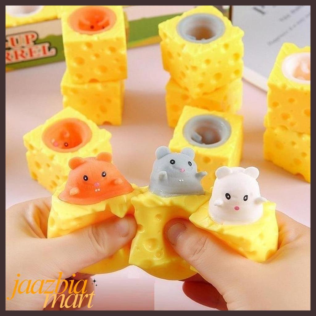 High Quality Mainan Pop It Squishy Karet Silikon Keju Tikus / Mainan Squishy Tikus Keju Karet Siliko
