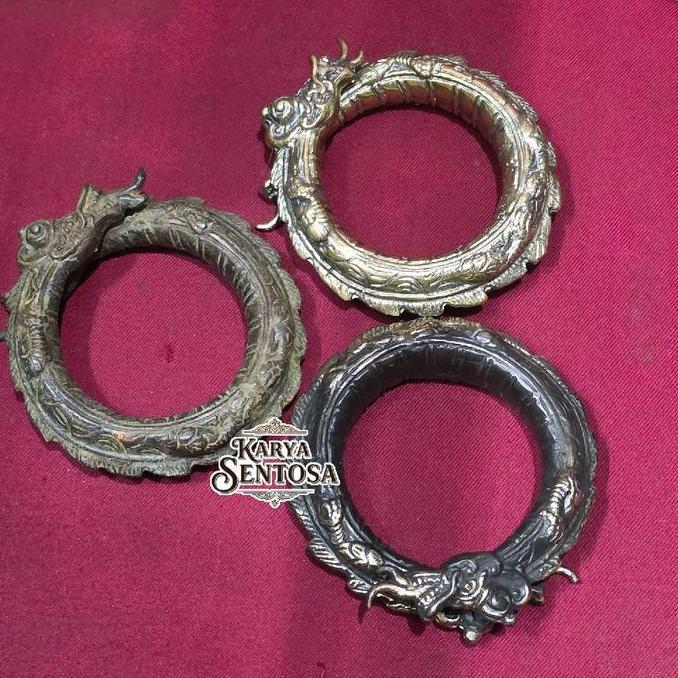 Gelang Kuningan Perunggu Motif Naga Kembar