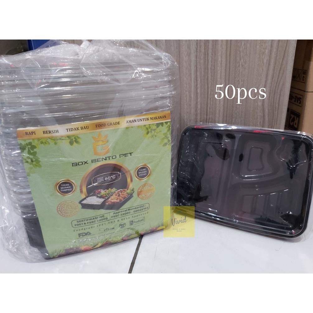 [50pcs] Kotak Mika Bento 4 Sekat - Tray Nasi - Bento Nasi - Kotak Bekal Anak Lucu - Kotak Nasi 4 Sek