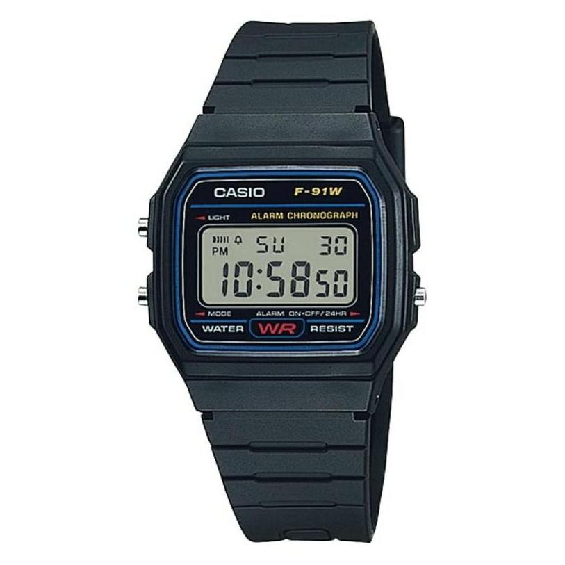 Ready  Jam Tangan Pria CASIO Klasik Digital Tali Karet Hitam F-91W-1 Original