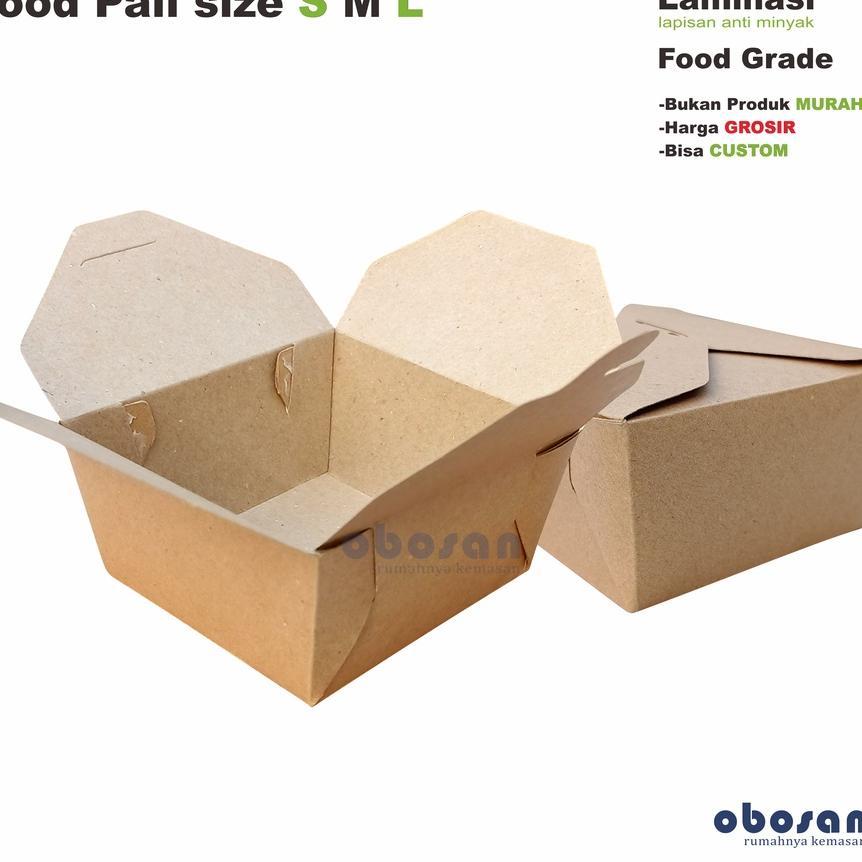 Food Pail Size S M L Paper Lunch Box Laminasi Tebal Nasi Box Ayam Goreng Geprek Kemasan Murah Unik