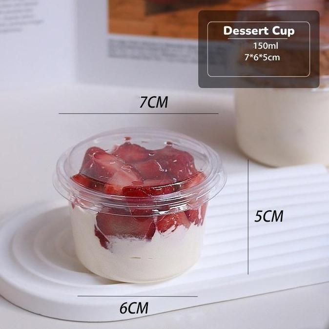 YUZABA 50PCS Kotak Dessert Puding Jelly Cup + Tutup Gelas Cangkir Cup Dessert Box Mini 150ML Kotak D