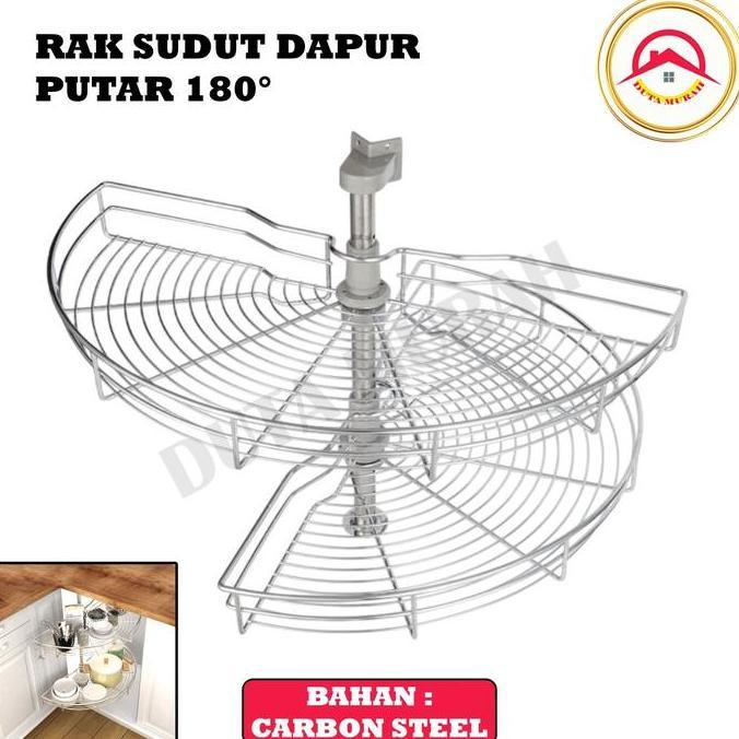 TACAAHA Rak Sudut Putar 180 Rak Dapur Sudut Putar Serbaguna 180 Corner Swivel Basket Kit