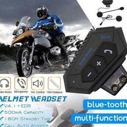 BT12 HEADSET HELM BLUETOOTH WIRELESS BT-12 UNTUK HELM MOTOR BT HEADSET