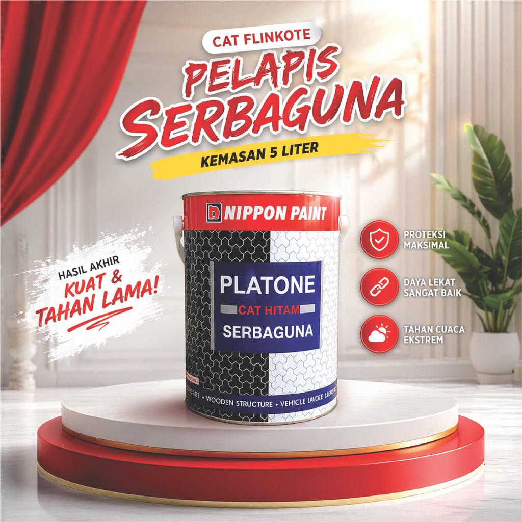 Cat Kapal Kayu & Besi Platone Nippon Paint Anti Lumut Teritip Hitam Dof 5Liter