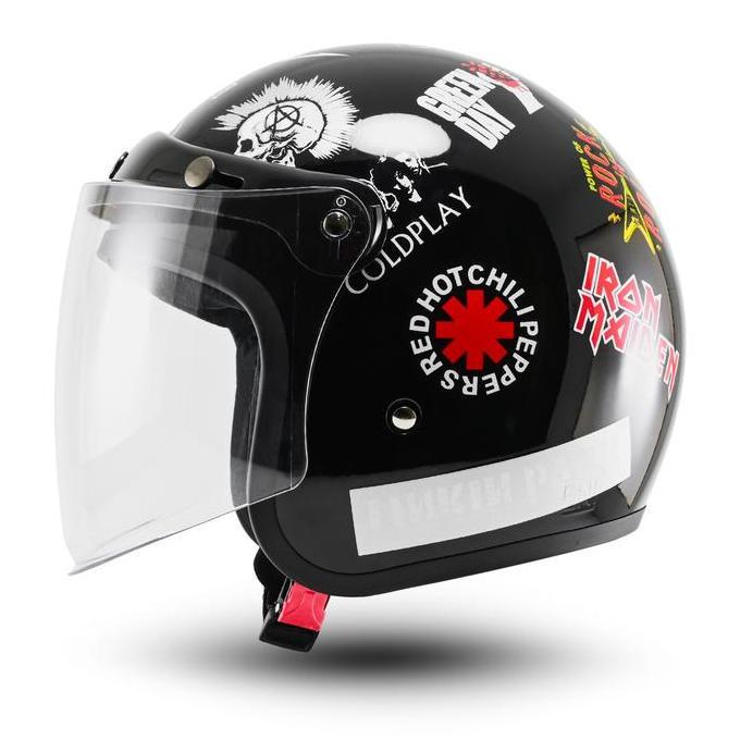 HELM BOGO RETRO MOTIF BAND TERBARU  PRIA WANITA Helmet Motorcycle