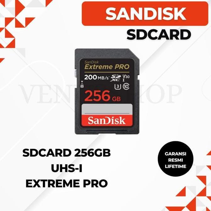 NEW SANDISK SDCARD EXTREME PRO 256GB SPEED 200MB/S - SANDISK SDCARD EXTREME PRO 256GB 200MBS ORI