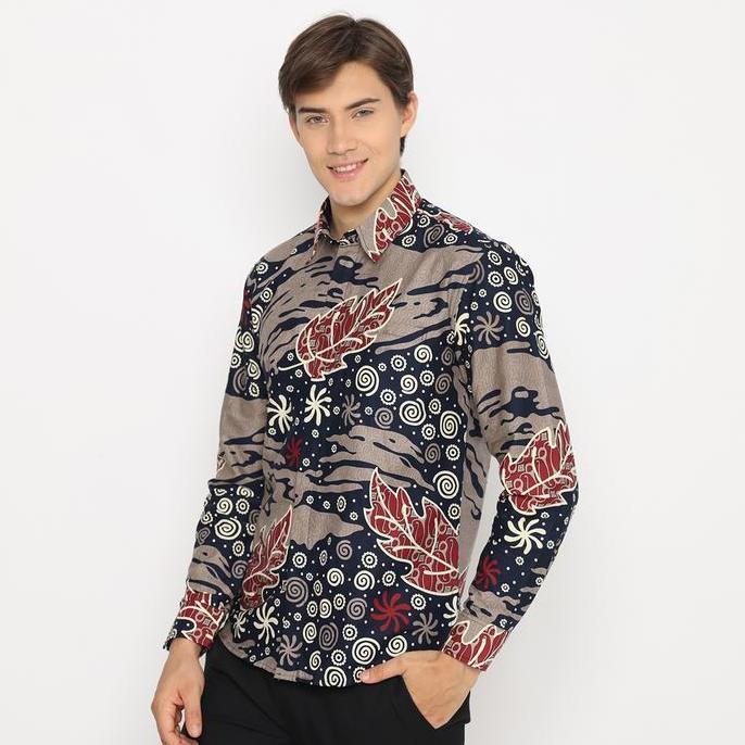 Batik, Enzy Batik Kemeja Batik Pria Abhipraya - Oslo Grey
