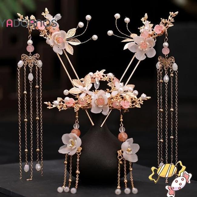 Yadornos Set Hiasan Kepala Bunga Rumbai Anting Stik Rambut Jepit Rambut Akses Diy Untuk Hadiah Novel