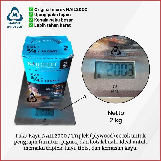 Paku Kayu Triplek 3/4" Inch NAIL2000 2KG - Paku Triplek 2cm NAIL 2000