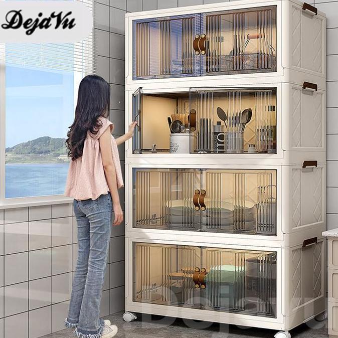 PROMO - Dejavu Container Box Lipat Lemari Susun Plastik Serbaguna Lemari Pakaian Lipat Box Baju Susu