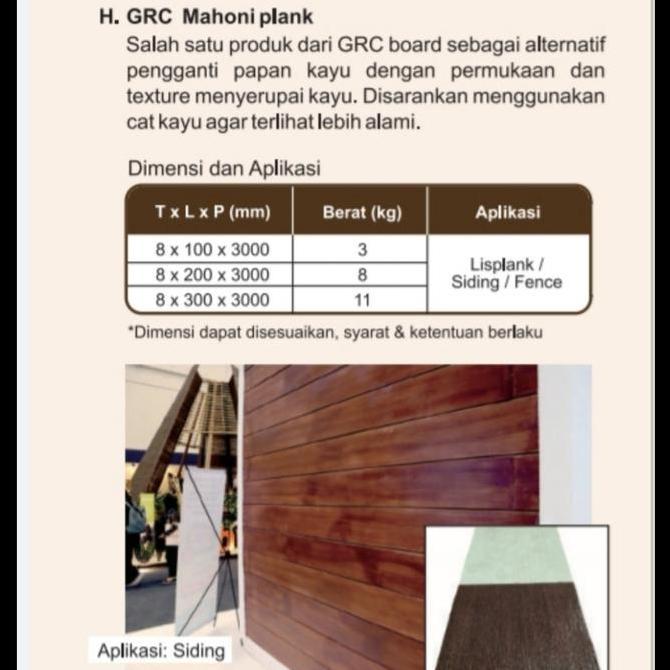 Bigbax- Mahoni Plank Grc / Lisplank 10 Cm / Motif Kayu Datar / Mahoniplank