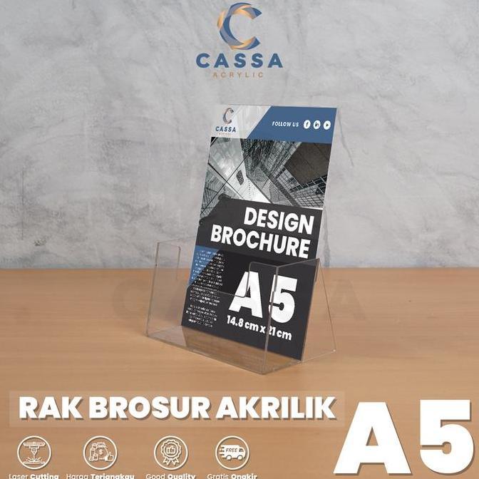 Rak Brosur Akrilik / Display Tempat Brosur Ukuran A5