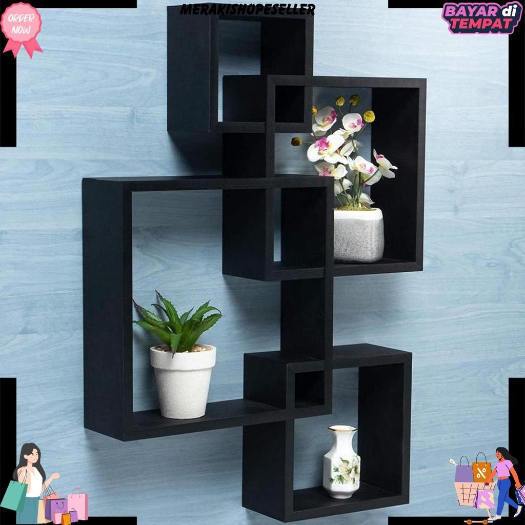 Rak Dinding Aesthetic Minimalis, Hiasan Dinding Kayu Rak Dinding Kotak Gandeng, Rak Serba Guna Harga
