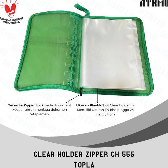 Clear Holder Zipper Isi 20 TOPLA / Map Plastik Resleting Folio
