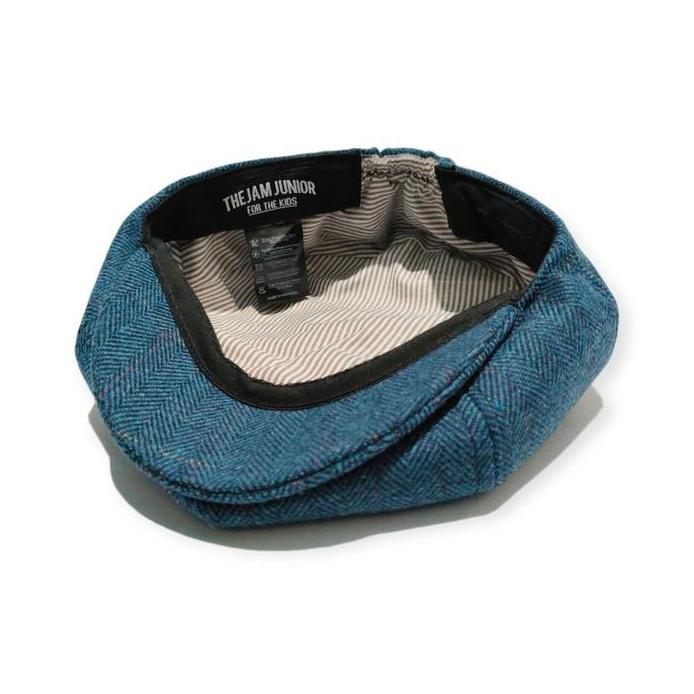 Thejam. Topi anak pria wanita Newsboy cap kids wool herringbone tartan blue