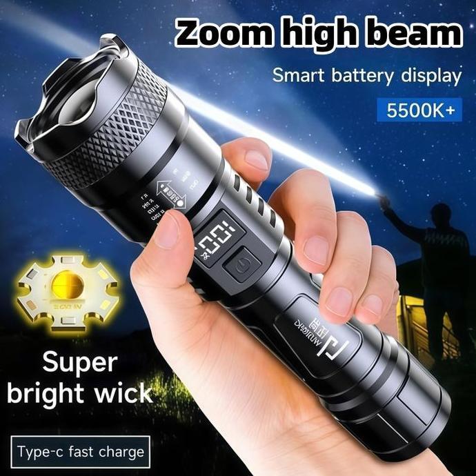Led 300W Super Terang Portabel Zoom Rechargeable /Senter LED Super Terang 10000 Lumens/ Tahan Air Ba