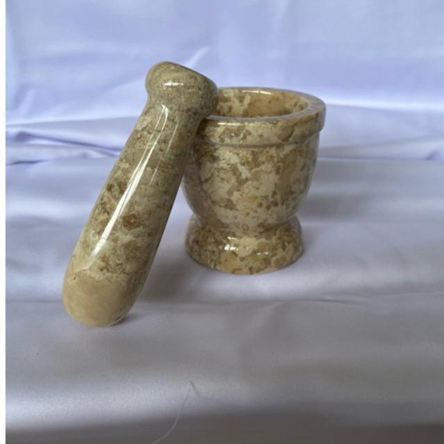 Lumpang Alu Batu Marmer Tumbukan Batu Tumbuk Ulekan Granit Natural Marble Stone Mortar Pestle 4/11