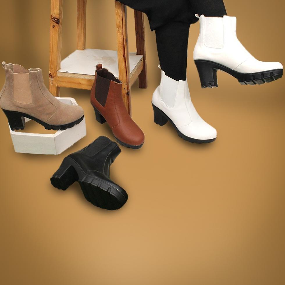 FAVORIT Hertz - Sepatu Boots Wanita V 3371 Heels Wanita Trendi Berkualitas Warna Hitam