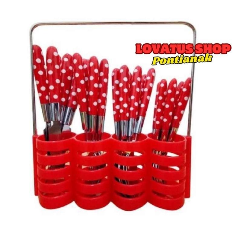 Sendok Polkadot Weston / 1 Set Sendok Garpu Pisau Peralatan Makan