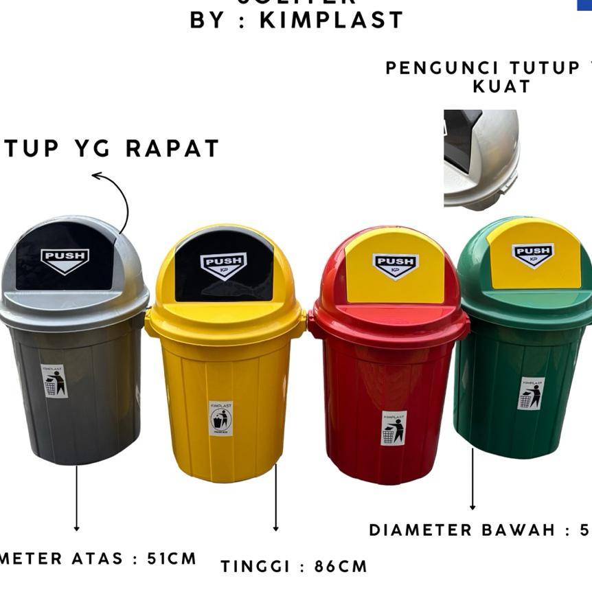 Kimplast - Tempat Sampah + Tutup 80 Liter Tempat Sampah Besar Tong Sampah Tong Sampah Besar Tempat S