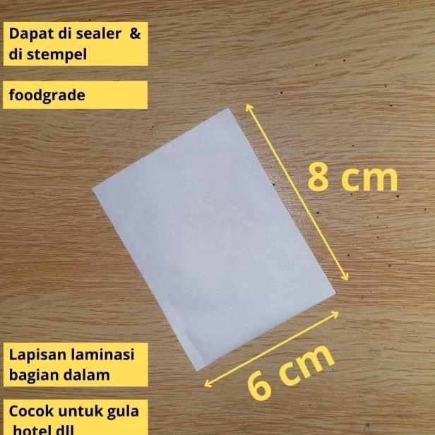 Kemasan Sachet Kertas Polos (6X8)Cm Untuk Wadah Gula Kopi Teh Hotel Dll (Bisa Diseal & Di Stempel)